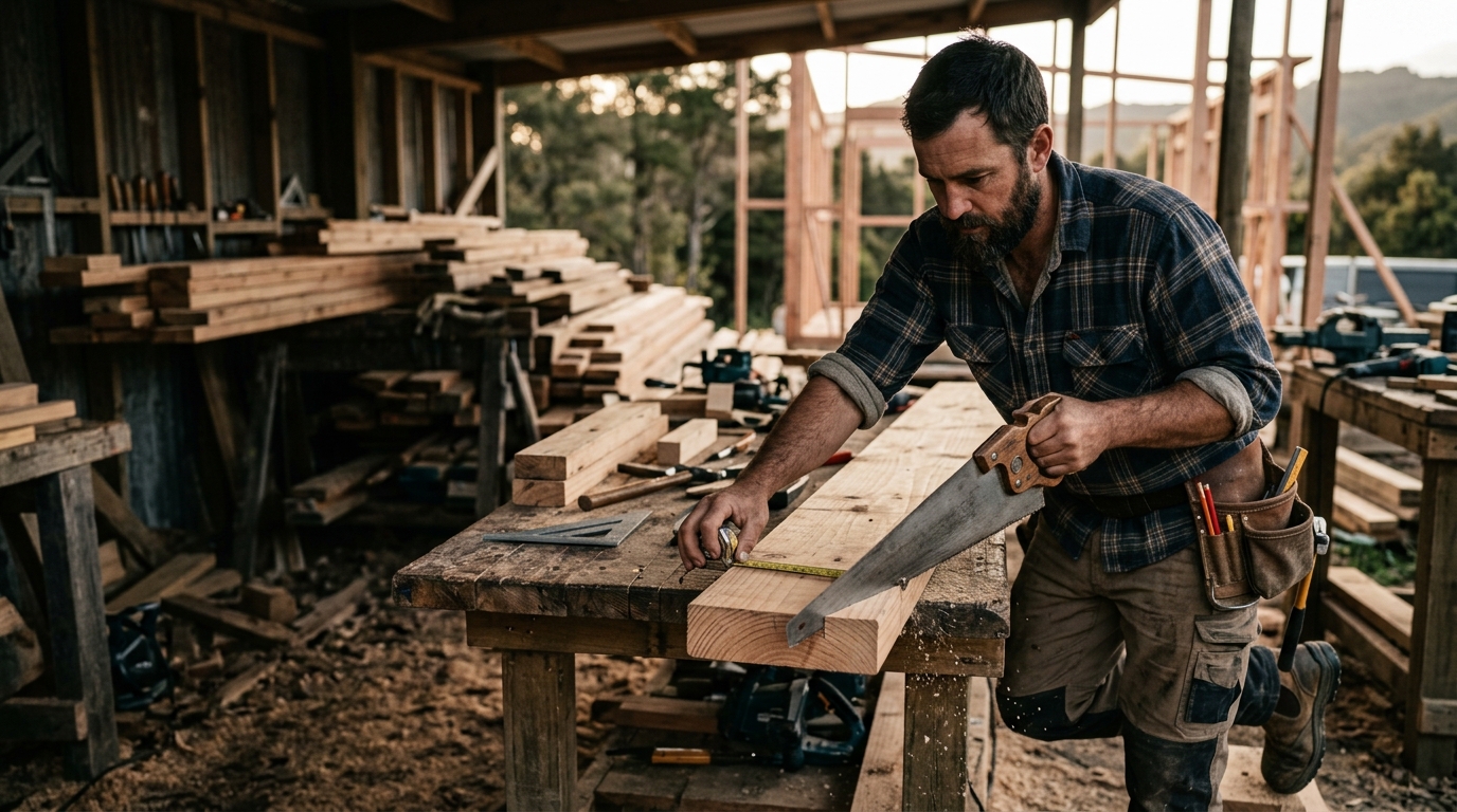 A New Zealand carpenter on the job