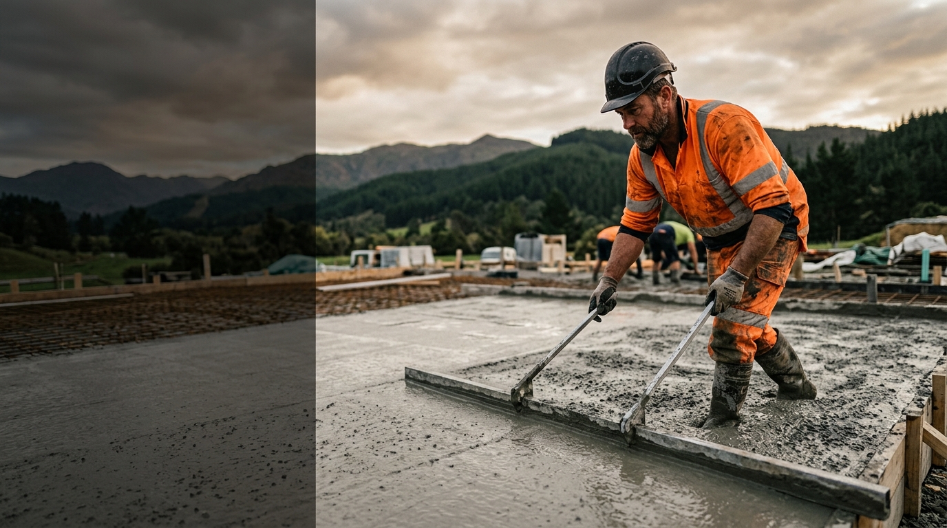 A New Zealand concreter on the job