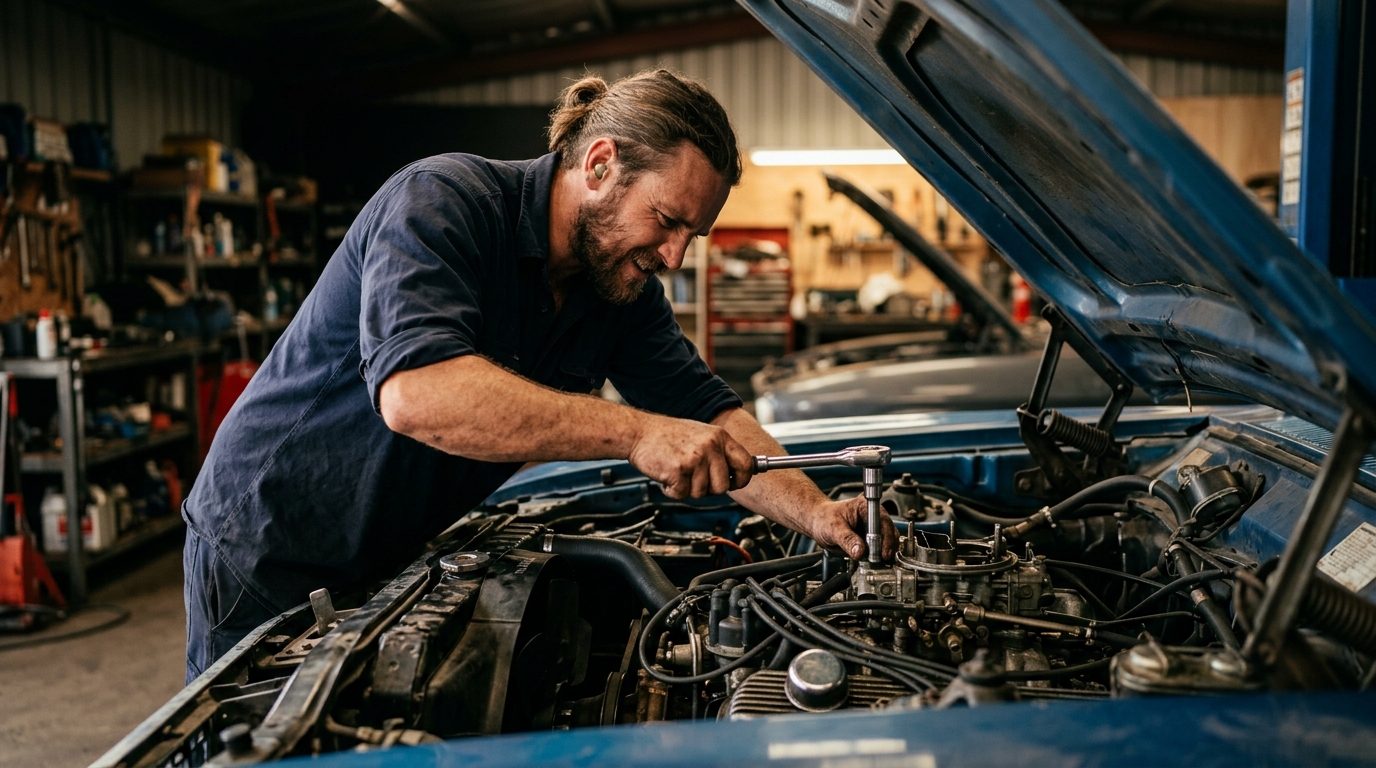 A New Zealand mechanic on the job